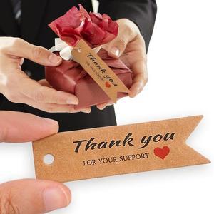 [IXHINO2K_4B]라벨 택 하트 Thank you 10P 브라운 포장택