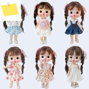 작은 16 BJD 인형 옷 스웨터 셔츠 하트 드레스 격자 무늬 서스펜더 스커트 데님 공주 큰 머리 Diandian Fat
