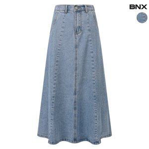 [BNX][55-77]여성 A라인 절개 데님 스커트