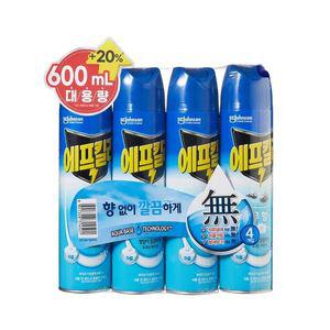 [가성비 대용량]에프킬라 에어로졸 무향 600ml 4개 초파리 날파리 모기 퇴치제 살충제 모기약