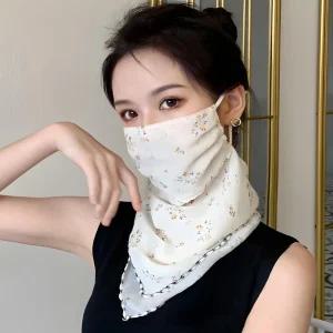 플라워 멀티 마스크 스카프 쉬폰 여름 여성