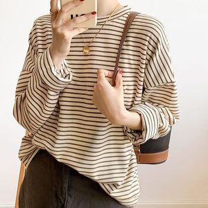 스타일아유 여성 봄가을 루즈핏 스트라이프 이너 긴팔티 레이어드룩 심플코디 코튼 티셔츠 TS3044