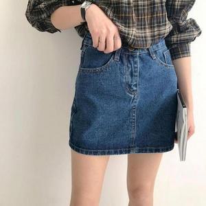 캐주얼 청치마 하이웨스트 미니 스커트 슬림 (3gglo)