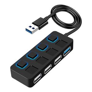개별 LED 조명 전원 스위치 USB 3.0 허브 어댑터 확장기 맥 PC용 멀티 분배기 4 포트