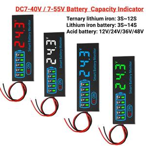 호환 배터리 잔량 표시기 18650 리튬 용량 LED 디스플레이 전압 충전 테스터 보드 3S-14S 12V 24V 36V 48V