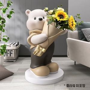 [월데코] 인테리어 꽃을든북극곰 대형 장식품 80cm