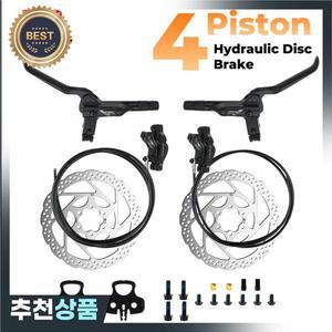 MTB용 BOLANY 4피스톤 유압 디스크 브레이크  - 전면  캘리퍼 160mm 로터 오일 압력 케이블