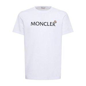 [몽클레르]내일도착(전사이즈) 25SS 몽클레어 플록 로고 반팔 티셔츠 화이트 8C00075 8390T