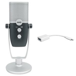 AKG ARA C22 USB 듀얼 모드 콘덴서 레코딩 마이크로폰 + 스탠드 + 아이폰/아이패드 케이블