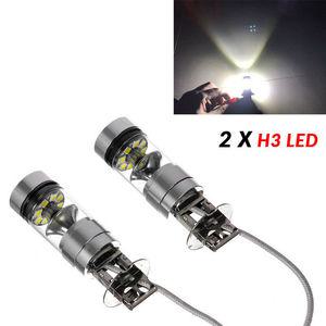 H3 LED 안개등 변환 키트 전구 하이 로우 빔 100W 6000K 슈퍼 화이트 3000K 자동 운전 헤드라이트 12V 24V