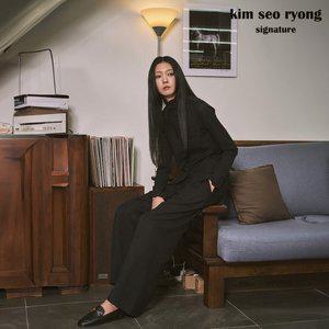 김서룡 시그니처 24FW 세미와이드팬츠(블랙_long) [런칭 가격 69,900원]