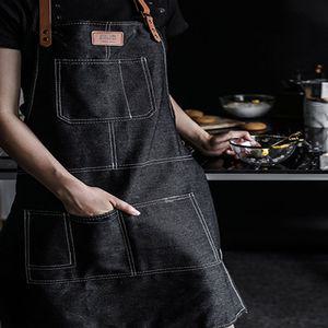 캠핑 카페 공방 데님 캔버스 작업용 앞치마 남여공용