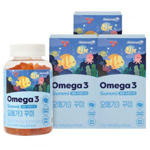 네추럴라이즈 오메가3 꾸미 키즈 유아 어린이 아기 젤리 레몬오렌지맛 60구미, 3개