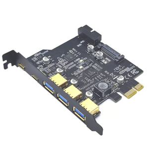 USB-A 확장 어댑터 보드 19 핀 커넥터 USB 3.2 GEN1 PCI-E 카드 5 포트 2 타입-C 3 5Gbps
