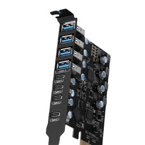 8 포트 PCIE Usb3.2 확장 카드 20G PCI-E USB Type-C 어댑터 USBx4 TypeCx4