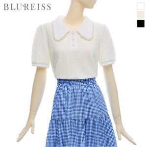 [블루레이스] 진주 오픈 플랫카라 블라우스_B5M1BL5091