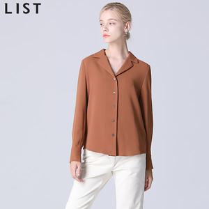 [리스트(LIST)] 솔리드 오픈 카라 셔츠 (택가격 168000원)
