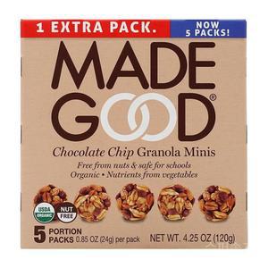 메이드굿 초콜릿 칩 그래놀라 미니 바 24g 5팩 MadeGood 초콜릿칩 그래놀라바