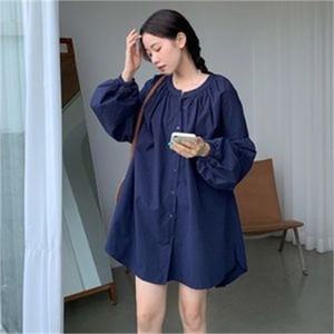 [오노마] ONM 루즈핏 셔링 셔츠 데일리룩 미니멀 원피스 롱셔츠  8053852)
