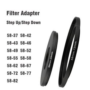 카메라 렌즈 필터 어댑터 링 스텝 업/다운 링 금속 58mm-43 46 49 52 55 62 67 72 77 82mm UV ND CPL 렌즈