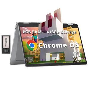 HP 크롬북 플러스 x360 14인치 FHD 터치스크린 노트북 인텔 i3-N305 8GB LPDDR5 416GB 스토리지(256GB SSD+