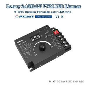 스카이댄스 V1-K DC12-48V 20A 회전식 노브 + RF 2.4GHz PWM 0-100% 디머 스위치 컨트롤러 (단일 색상 LED