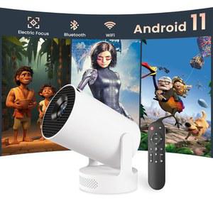 Wi-Fi 및 블루투스가 있는 Electric Focus 미니 프로젝터, 4K 지원 휴대용 스마트 프로젝터 비디오 게임 5W 사운드베이스 스피커, 침실 홈 시어터용