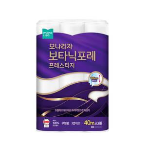 모나리자 보타닉포레 프레스티지 3겹 40M 30롤 1개 천연펄프 화장지 휴지