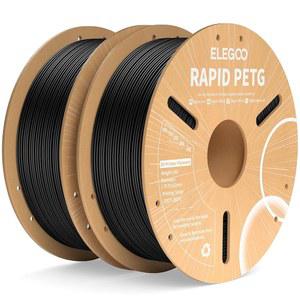 엘레구 래피드 PETG 필라멘트 1.75mm 블랙 2KG, 고속 30-600mm/s 3D 프린터 치수 정확도 +/- 0.02mm, 1kg