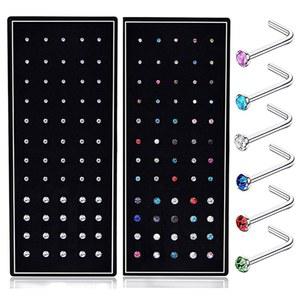 SMUOBT 120pcs 22G L자형 스테인리스 스틸 코 스터드 링 피어싱 핀 본체 주얼리 1.5mm 2mm 2.5mm 흰색 및 색상 세트