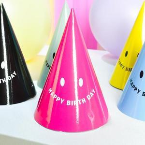 [OFLM4870]핫핑크스마일 생일파티장식 6개입 생일모자