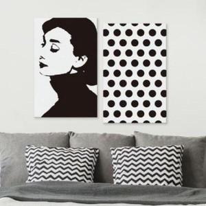 아도라하우스 캔버스액자 일러스트 오드리햅번 블랙) D타입 35x55cm