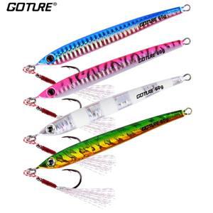 Goture 60g 금속 느린 미끼 4pcs 지그 스푼 낚시 인공 해안 물고기베이스 태클
