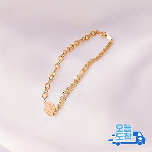14K 18K 하프 할로우 프리모 비바 체인 금 팔찌