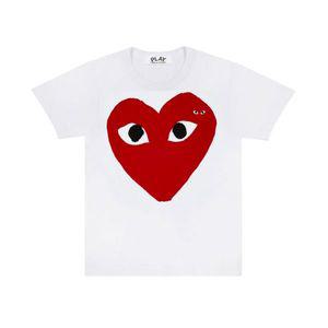 [정품아닐시3배보상] W 플레이 꼼데가르송 레드 더블 하트 티셔츠 화이트 Red Double Heart T-Shirt