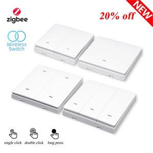 투야 스마트봇Tuya ZigBee 스마트 장면 무선 스위치 4 갱 배터리 구동 푸시 버튼 ZHA Smart Life와  작동