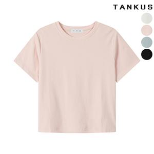 여성 얇은 코튼 라운드 데일리 반팔티