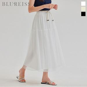 [블루레이스] 벨트 포인트 망사 플레어 스커트_B5M1SK8191