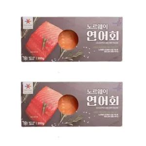 [소비기한 임박] 프레쉬프로즌 노르웨이연어회 필렛 산지가공 항공직송 200g, 2개