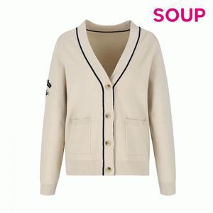 SOUP 배색 포인트 와펜 니트 가 디건 SA3GD80