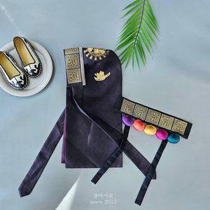 [샵마시모]다복 금박 브라운 겹복건 돌아기 남아한복 모자