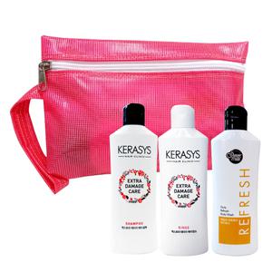 여행용세트 G33호 x 1세트/케라시스 180ml 샴푸+린스+샤워메이트 바디워시 180g+53번 가방/세면도구/휴대용/목욕용품