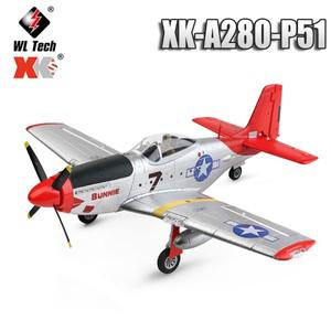 WLtoys XK A280 RC 비행기 P51 전투기 시뮬레이터, 2.4G 3D6G 모드 항공기, LED 서치라이트 포함, 어린이