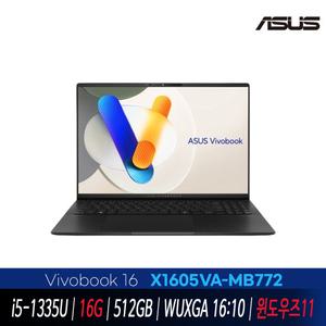 ASUS 비보북 16 X1605VA-MB772  윈11 설치 램16G  인텔 i5/512GB /WUXGA / 인디블랙/무선마우스+패드 GI