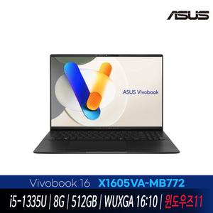 ASUS 비보북 16 X1605VA-MB772  윈11 설치   인텔 i5/ 8G /512GB /WUXGA / 인디블랙/무선마우스+패드 GI