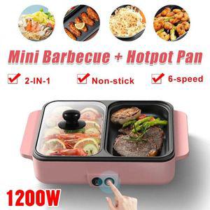 4가지 전기 라면포트 멀티쿠커 바베큐 그릴 멀티 쿠커 논스틱 플레이트 팬 2 인 1 110V 220V 1200W