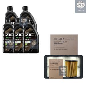SK지크 소나타 DN8 2.0 LPI 지크 X9 제로 0W20 5L 엔진오일+순정 필터 세트 2J-L1000