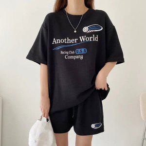 [아이에스이랩]여름 빅사이즈 오버핏 반팔반바지 상하세트 IW2PT006