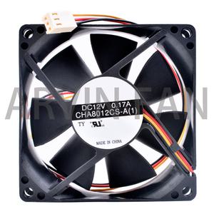 레드 CHA8012CS-A1 8cm 8025 12V 0.17A 더블 볼 3 라인 핀 속도 컴퓨터 섀시 전원 CPU 냉각 선풍기