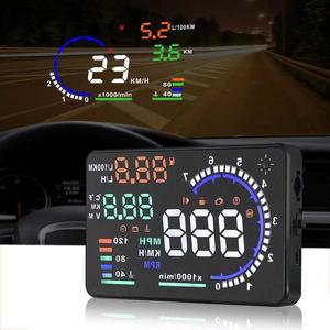 튜닝용품 게이지 A8 OBD2 HUD 자동차 헤드업 디스플레이 속도계 수온 연료 소비 앞유리 프로젝터 알람 진단